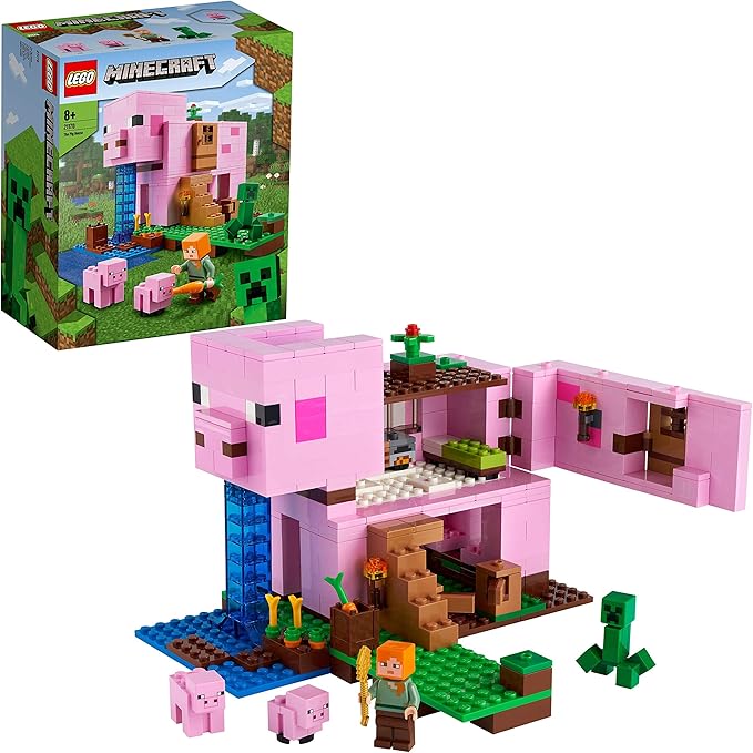 Lego 乐高 Minecraft The Pig House积木套装 带亚历克斯和爬行者人偶 玩具 亚马逊中国
