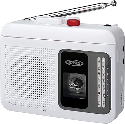 jensen mcr-75w 现代复古便携式 am/fm 收音机个人卡带播放器小巧轻便