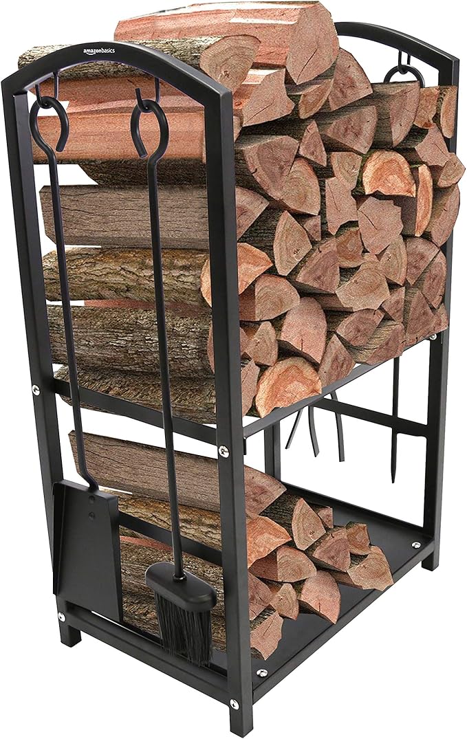 amazonbasics 户外室内木材架子,带壁炉配件