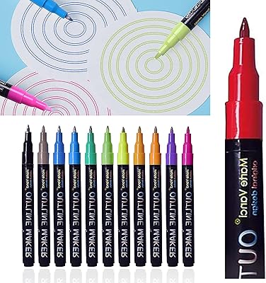 marte vanci 轮廓笔,12 支 super squiggles 金属轮廓标记笔用于圣诞