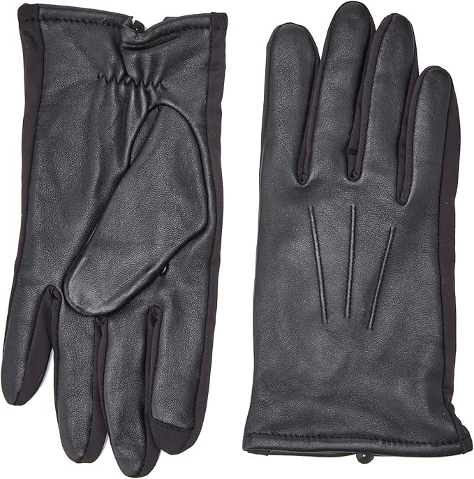 fownes touchpoint 男式抓绒/羊绒内衬黑色弹力羊皮皮手套