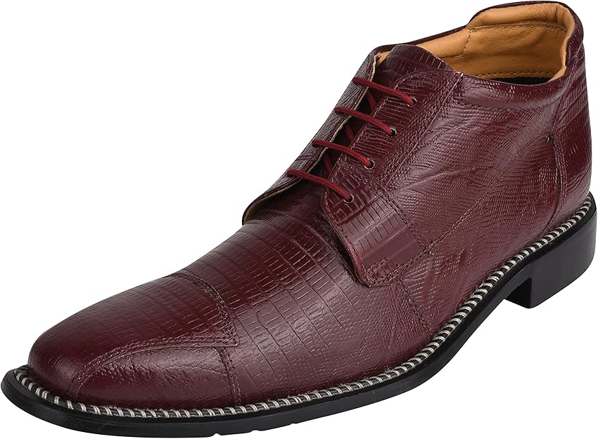 liberty男式真皮及踝高帮蜥蜴印花系带正装鞋