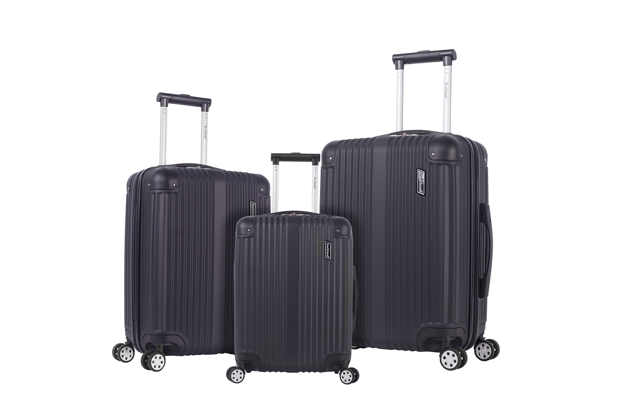 Rockland Hard Spinner Luggage Black 20 ", 24", 28 "3Pc Expandable Spinner Set