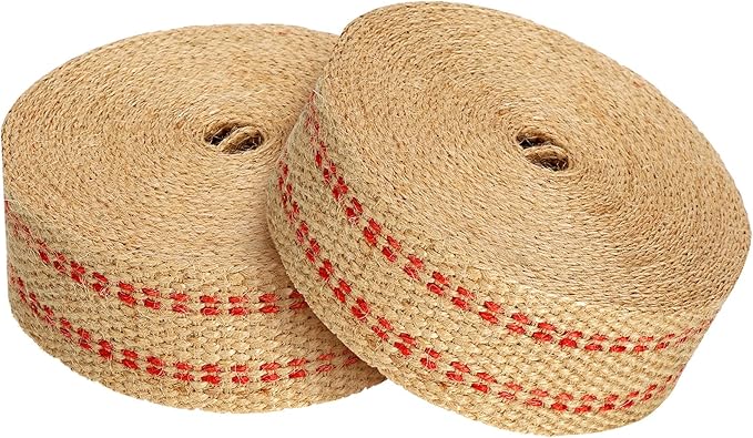 2 卷粗麻布丝带天然亚麻黄麻织物丝带黄麻织带乡村工艺品丝带用于工艺