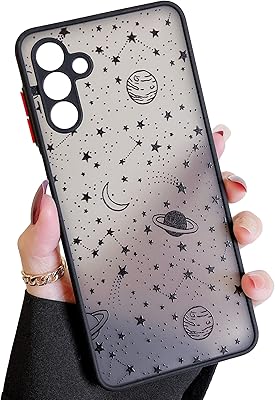 a14 5g 手机壳,行星之星图案保护手机壳半透明磨砂硬质 pc 背面带硅胶