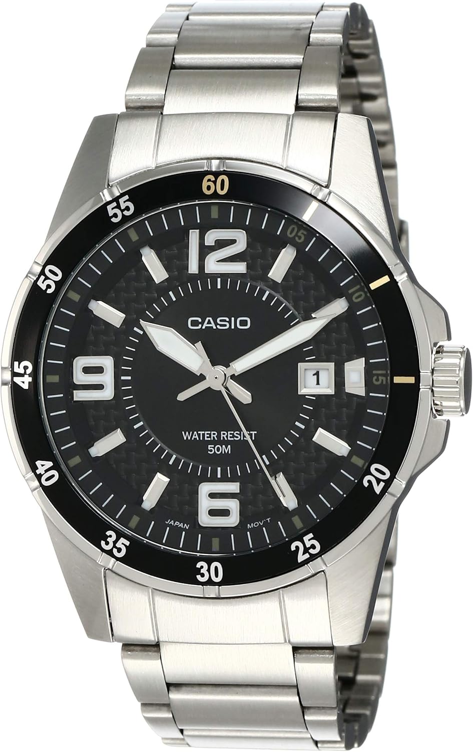 casio 卡西欧standard analog指针系列黑圈格仔纹面石英男表 mtp-1291