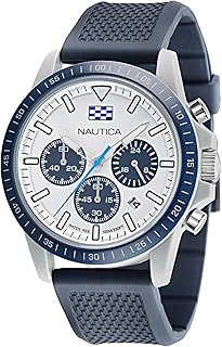 nautica 诺帝卡 男式 napnof3s1 蓝色小麦 pu 纤维表带手表, robin 蓝