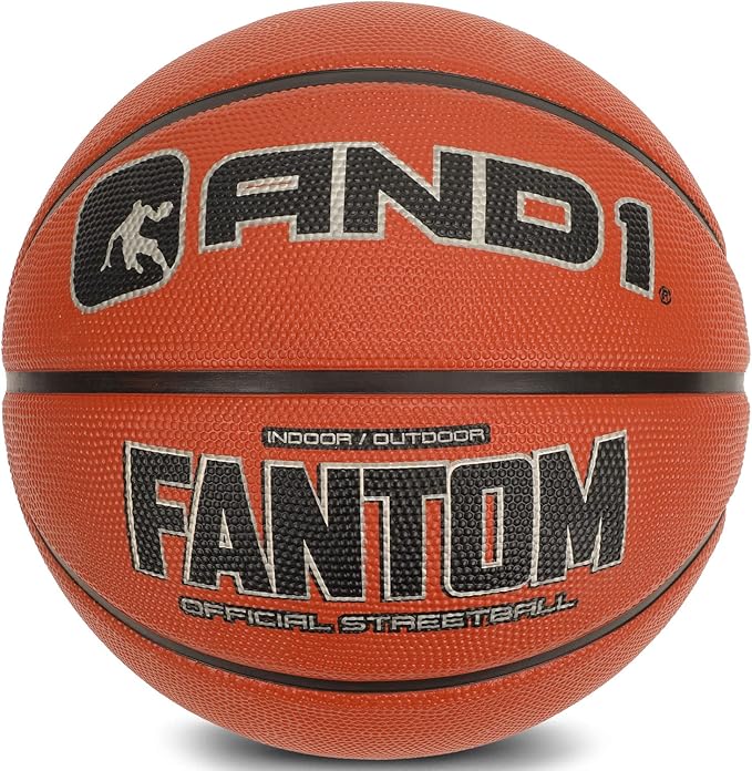 and1 fantom 橡胶篮球 - 官方尺寸街头球,适合室内和室外篮球游戏