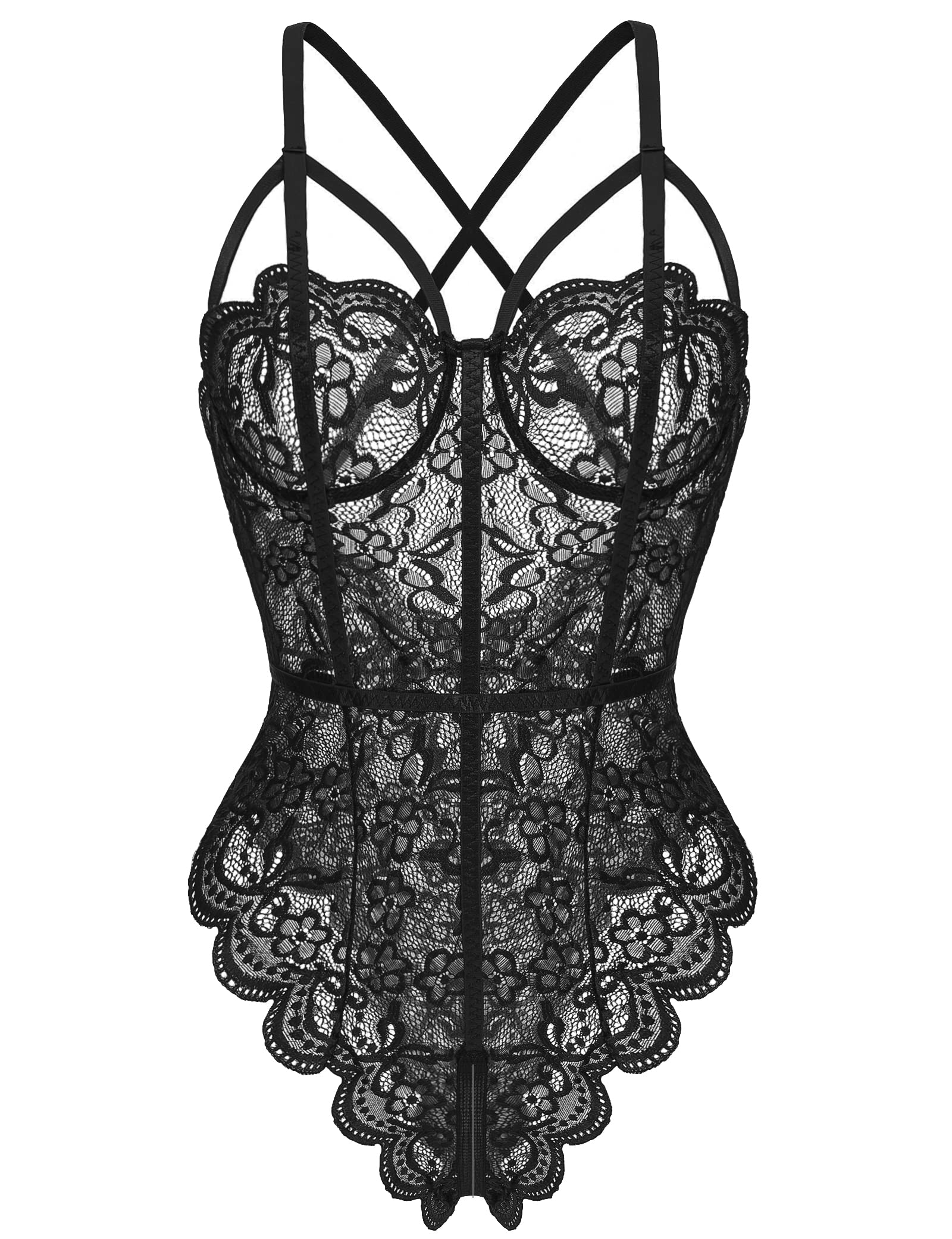 klier Women's Lingerie One-piece Teddy floral lace one-piece Doll Pajamas Pajamas