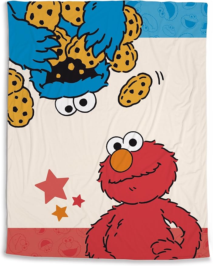 nici 芝麻街饼干怪物和艾蒙羊毛毯红色 41978