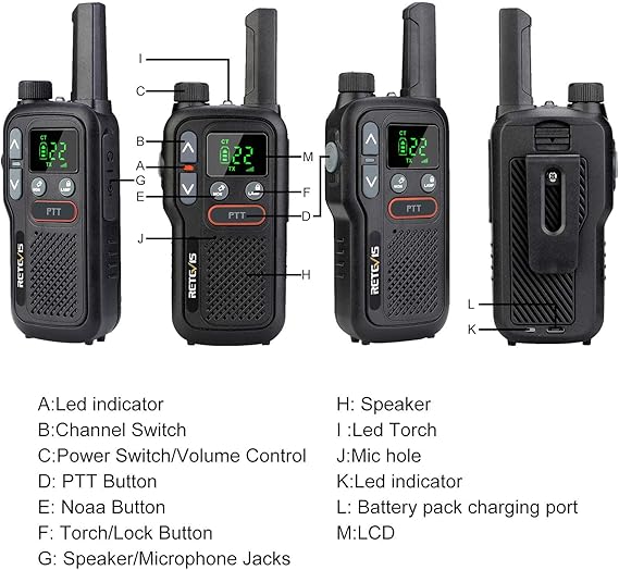 Retevis Rb18 对讲机成人可充电远程双向收音机frs Noaa 天气警报手电筒双ptt Vox 适用于户外邮轮露营 3 件装 亚马逊中国 办公用品