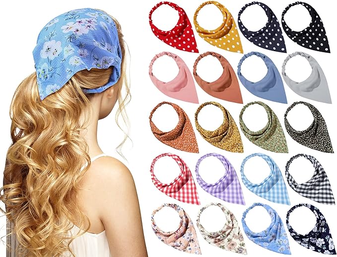 纯色格子圆点头巾女士女孩雪纺头角三角头巾头巾头巾发饰,5 种款式