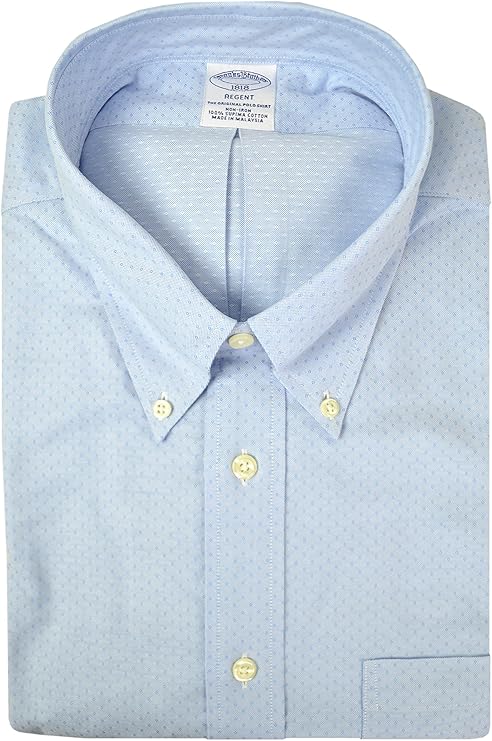 brooks brothers 男式 regent fit supima 棉质口袋纽扣衬衫混合提花