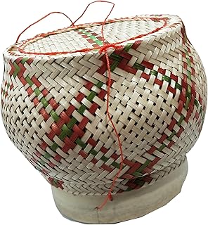 专业 wickerwork 泰国传统粘性米饭服务旅行野餐炊具篮 手工制作 &