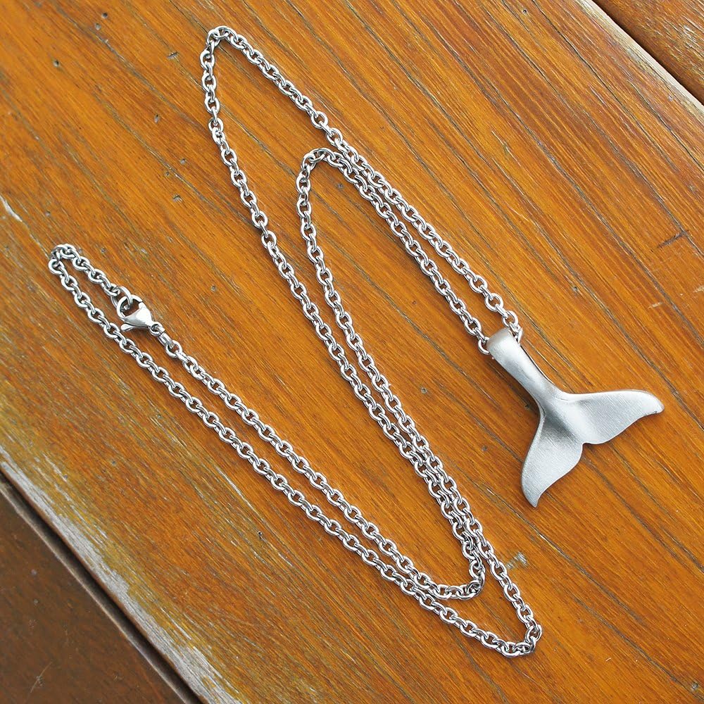 鲸鱼尾波利尼西亚部落夏威夷毛利族青灰色吊坠不锈钢项链 珠宝首饰 亚马逊中国