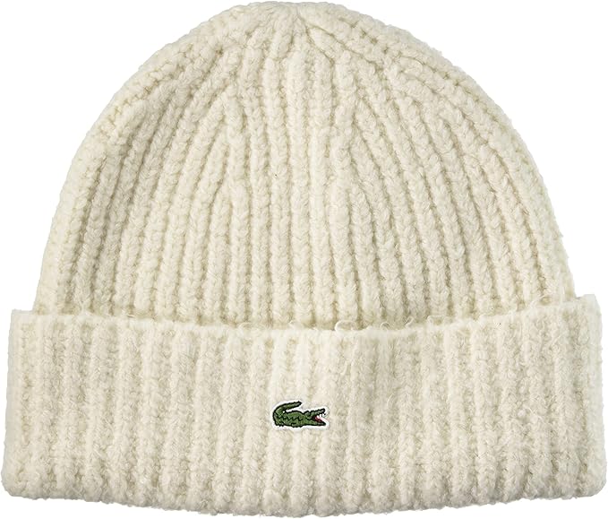 lacoste 法国鳄鱼 帽子 [官方] essential blend 针织帽 米白色 0, 米