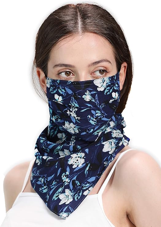 * 桑蚕丝围巾口罩带过滤袋,防紫外线围脖带可调节耳环