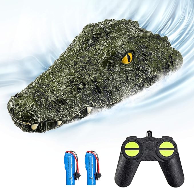 rc boat 适合儿童和成人 仿真鳄鱼头控制船玩具 游泳池和湖泊 rtr