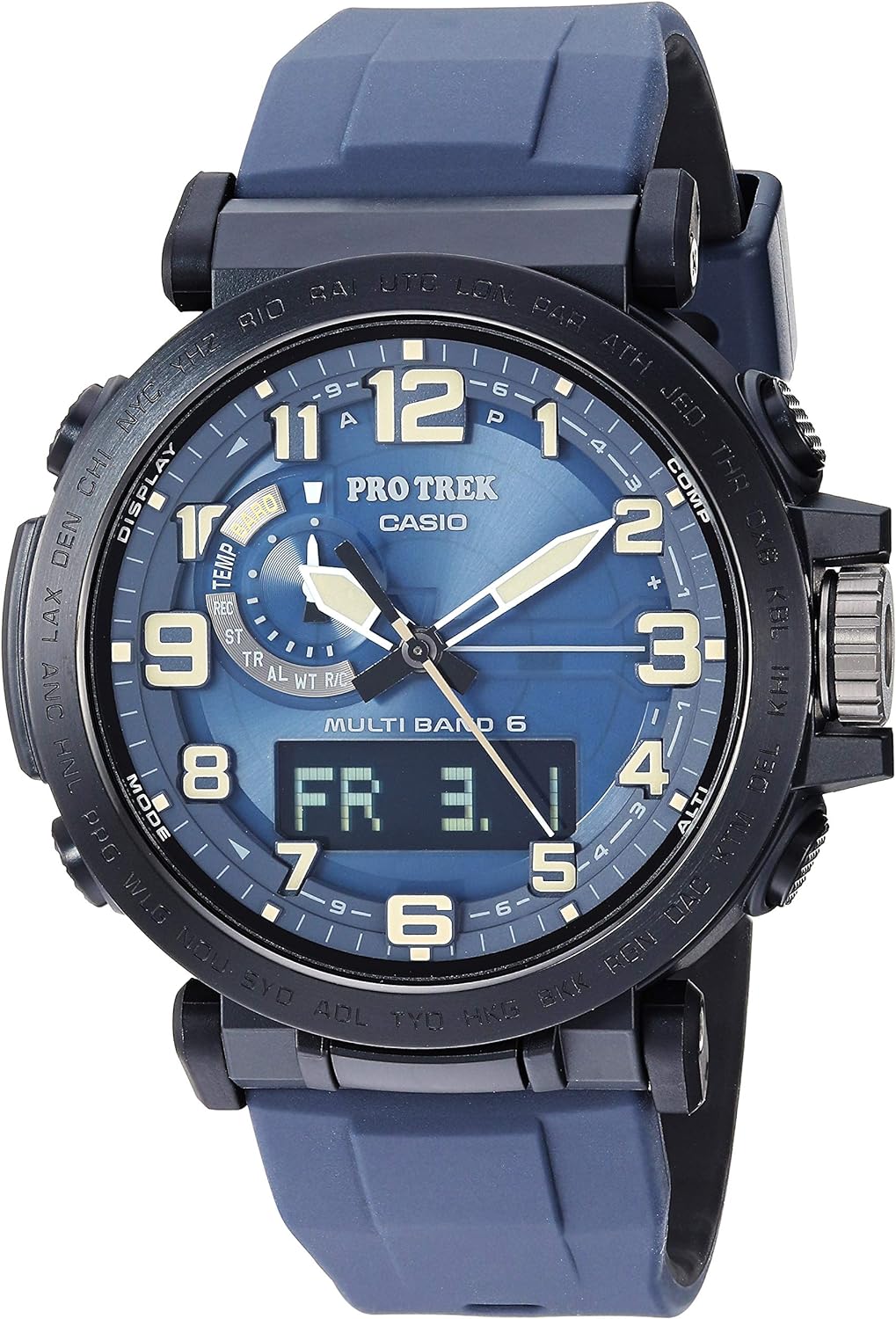 casio 卡西欧 pro trek 模拟数字显示屏男士手表 ,prw-6600y-2cr,黑色