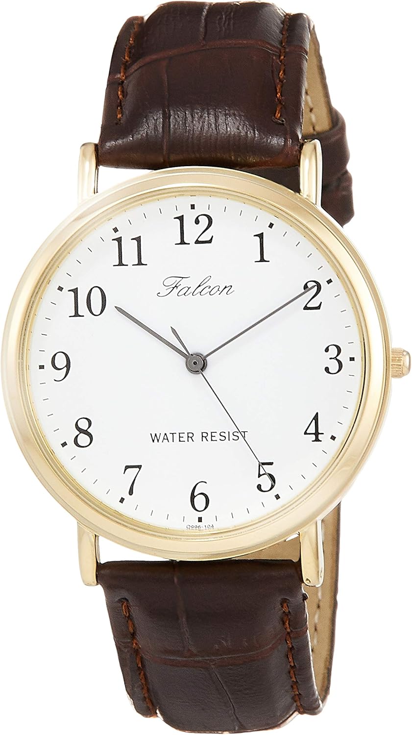 citizen 西铁城 q&q 手表 指针式 防水 皮革表带 q996-104 男士 棕色