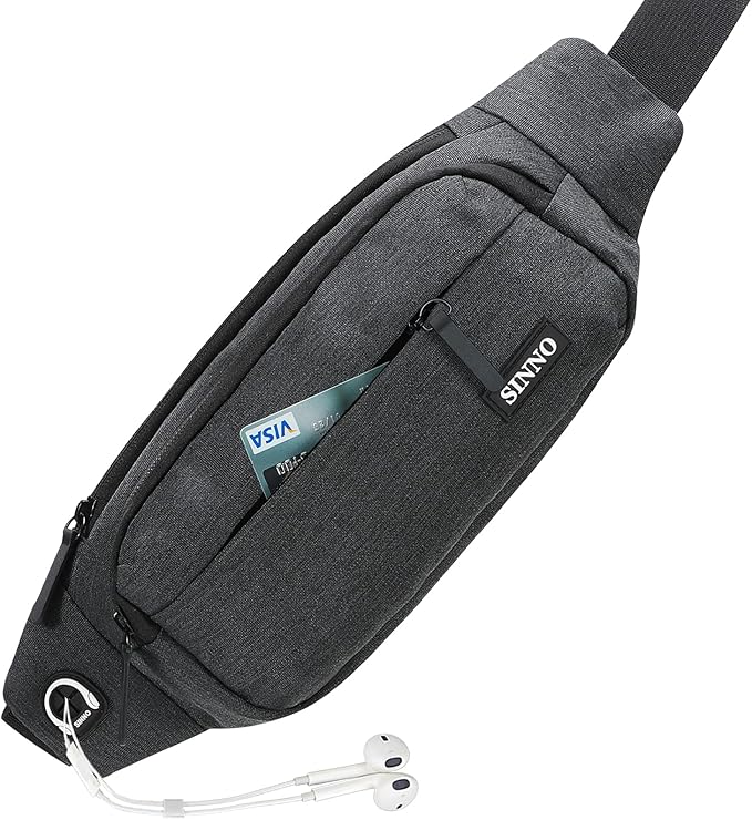 sinno 大号腰包,带 4 个拉链口袋,用于跑步,远足,旅行,锻炼,狗狗散步