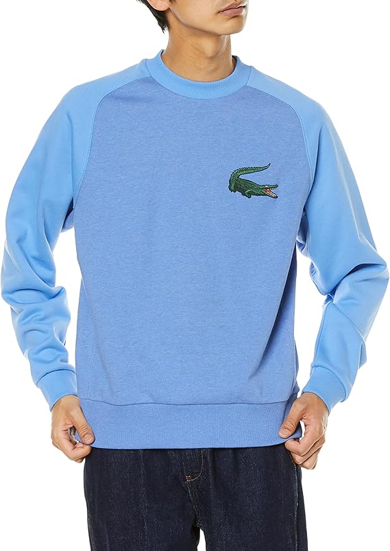 lacoste 法国鳄鱼 运动衫 [官方] 传统图案拼接插肩式圆领运动衫 男士