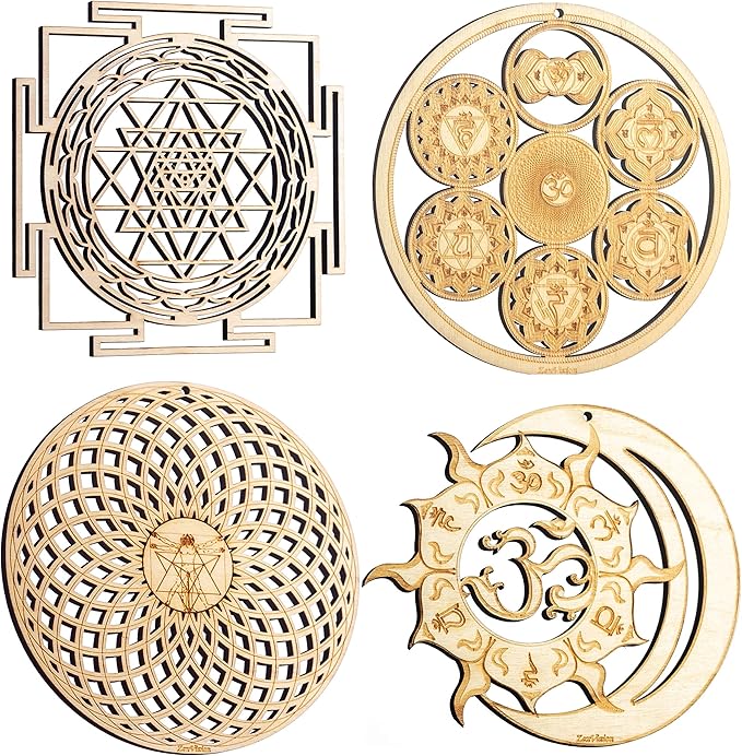 5 厘米)神圣几何墙壁艺术套装 4 (4 件)瑜伽装饰(sri yantra 墙壁装饰