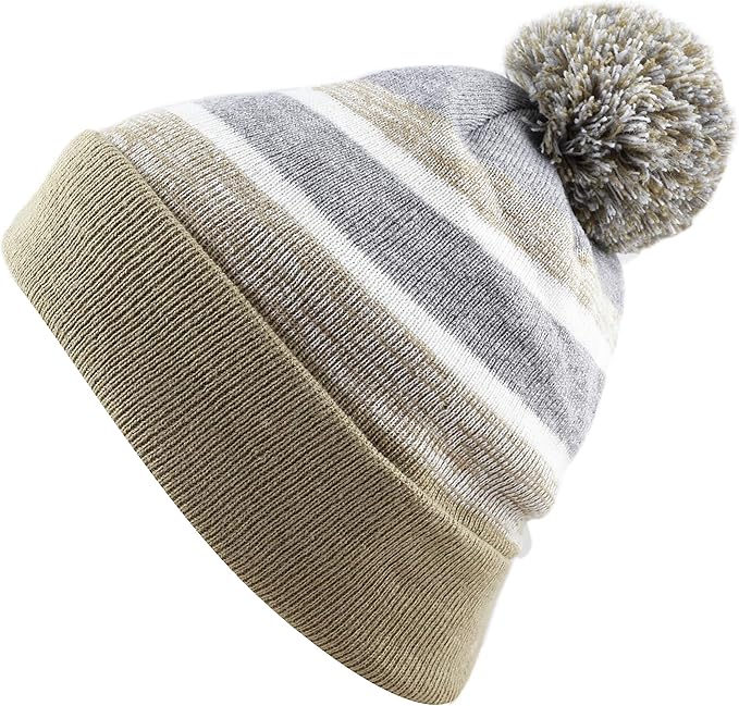 the hat depot 幼儿冬季保暖绒毛弹性针织无檐小便帽条纹帽 : 亚马逊