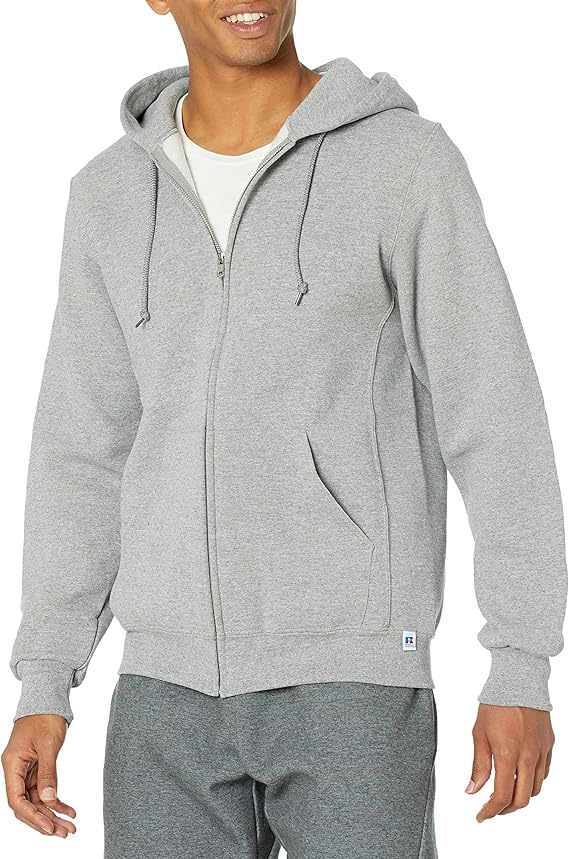 russell athletic 男式 dri power 全拉链抓绒连帽衫