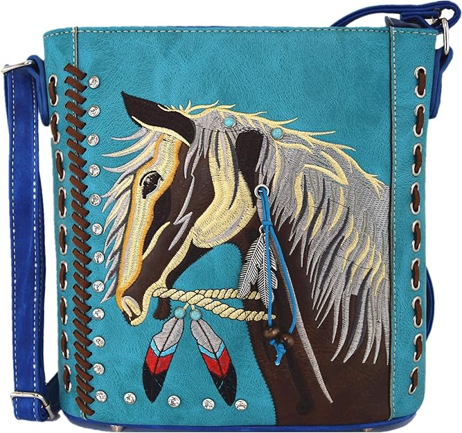 西部牛仔女孩风格马斜挎包手提包隐藏携带钱包乡村女士单肩包