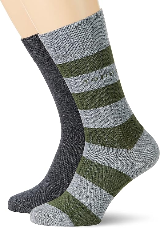 tommy hilfiger 汤米·希尔费格 男式罗纹橄榄球袜 经典