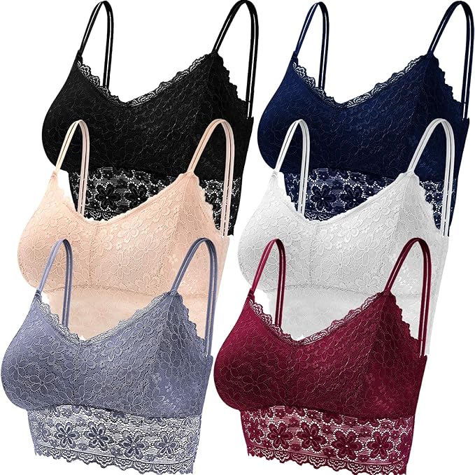 duuufin 6 件套蕾丝文胸加垫文胸抹胸文胸肩带抹胸文胸带可拆卸胸垫