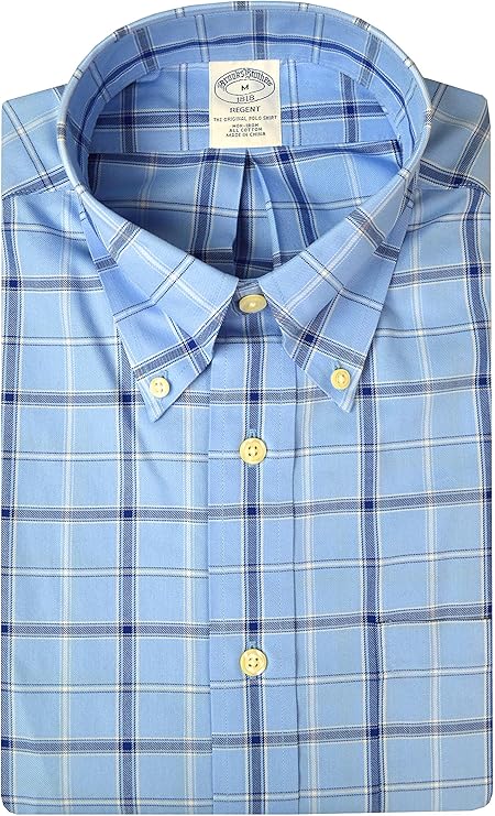 brothers 男士 74852 regent fit 全棉免烫原始 polo 窗格格子衬衫