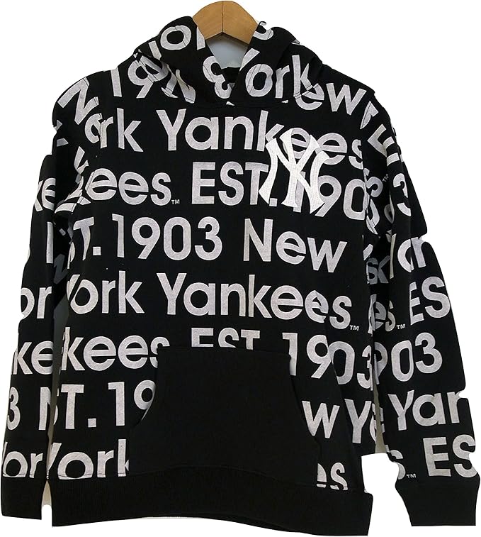 majestic 洋基队99商标全花纹套头连帽卫衣 mw06-nyk-0013-blk4