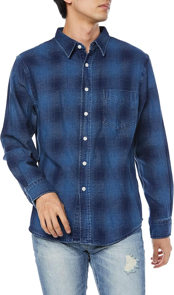 edwin 衬衫 靛蓝纽扣领衬衫 男士
