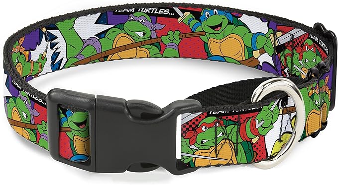 buckle down nickelodeon 宠物狗项圈 经典 tmnt action poses/team