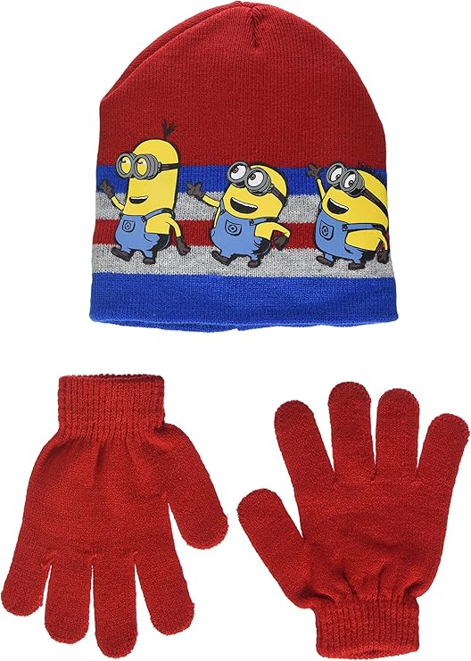 universal boy's minion team 跑步帽和手套套装