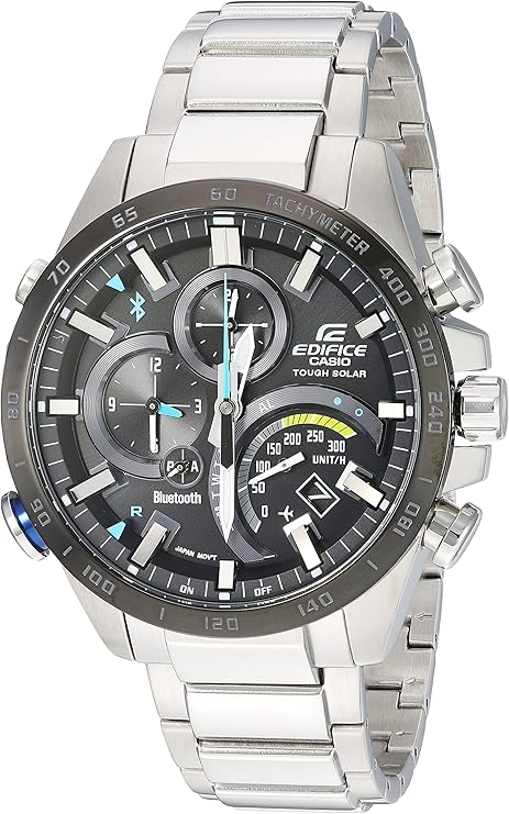 edifice connected 石英不锈钢休闲手表,颜色:银色调(型号:eqb-501