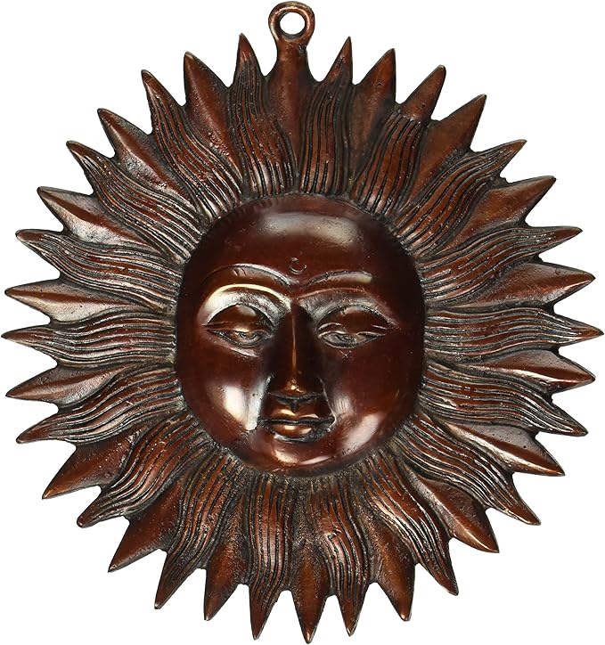 装饰性印度民族太阳设计黄铜壁挂装饰金属艺术品 铜色 7.