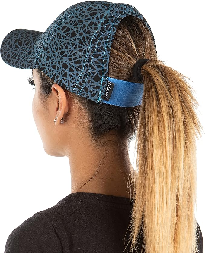 funky junque 露背弹性马球帽凌乱高包运动马尾棒球帽