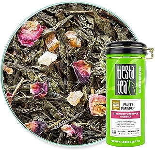 tiesta tea fruity pebbles 草莓菠萝绿茶,铁罐装50份,4盎司/113.