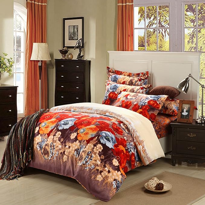 suman 苏缦 家纺活性全棉磨毛印花双人床品四件套 爱在深秋 200*230