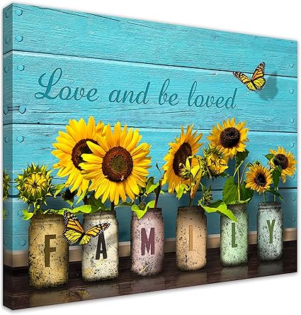 Fateecho 乡村风格墙壁艺术向日葵励志名言艺术印刷品 励志排版谚语 乡村风格向日葵墙壁艺术印刷 适用于厨房卧室客厅浴室 亚马逊中国 家居