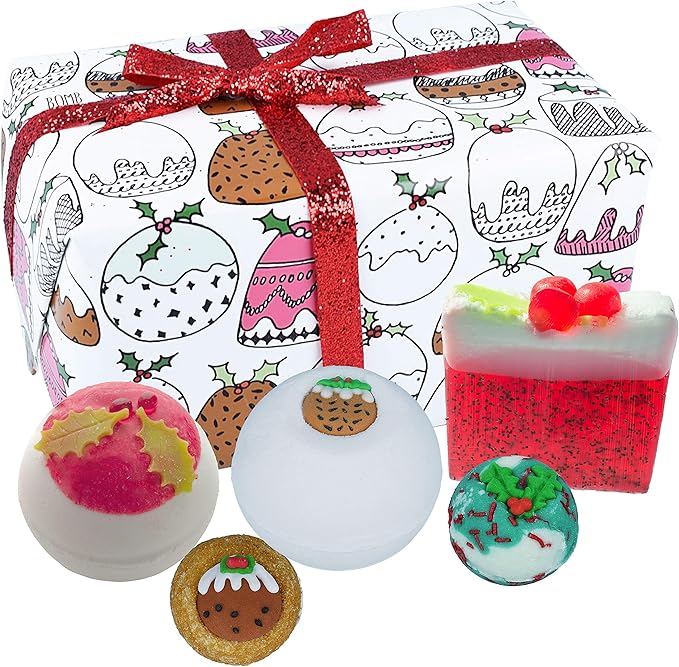 bomb cosmetics figgy pudding 手工包裹沐浴和身体礼品套装,包含 5