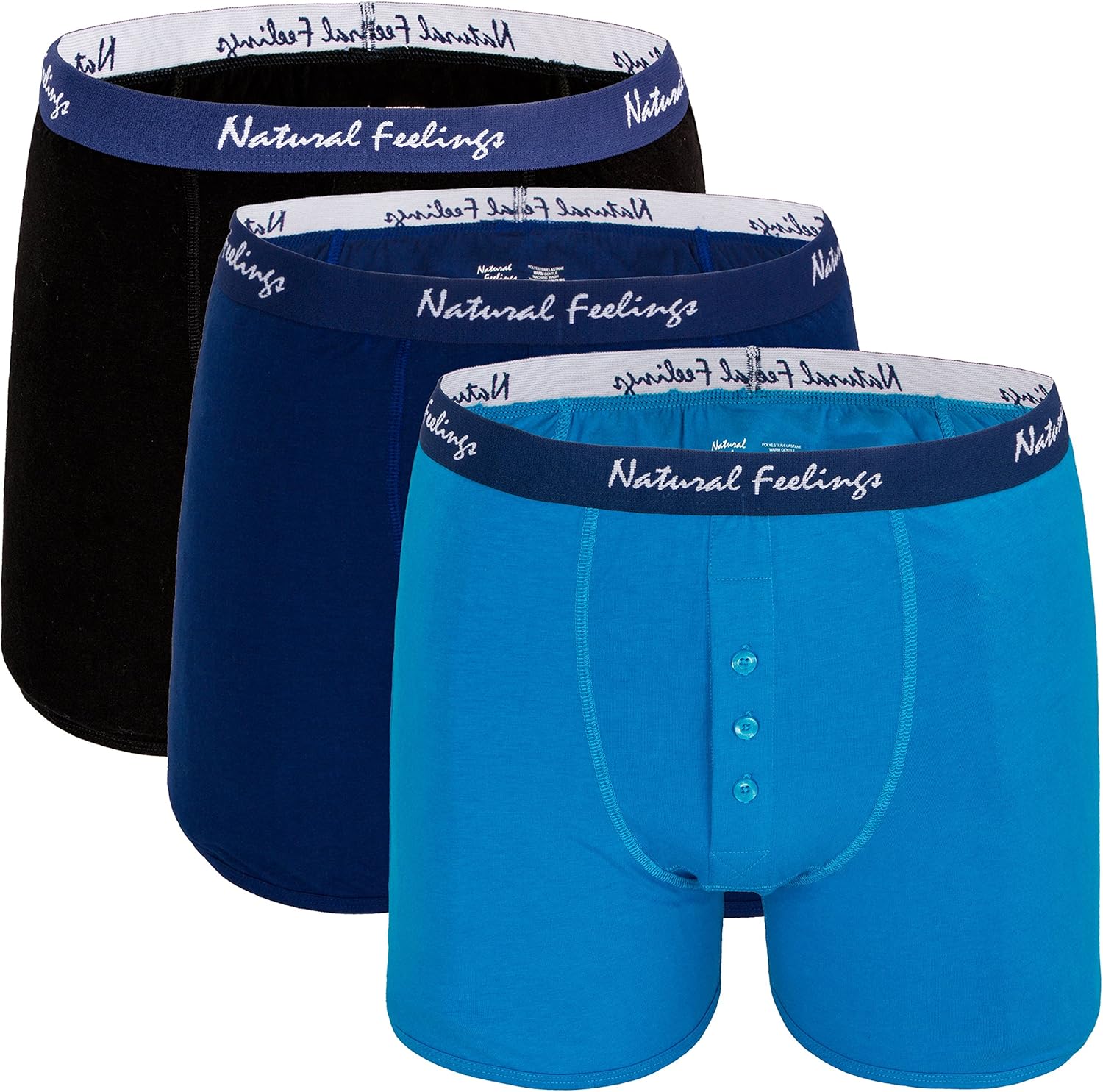 Natural Feelings Men's Underwear 3 Pack Classic Soft Cotton Boxer Brief