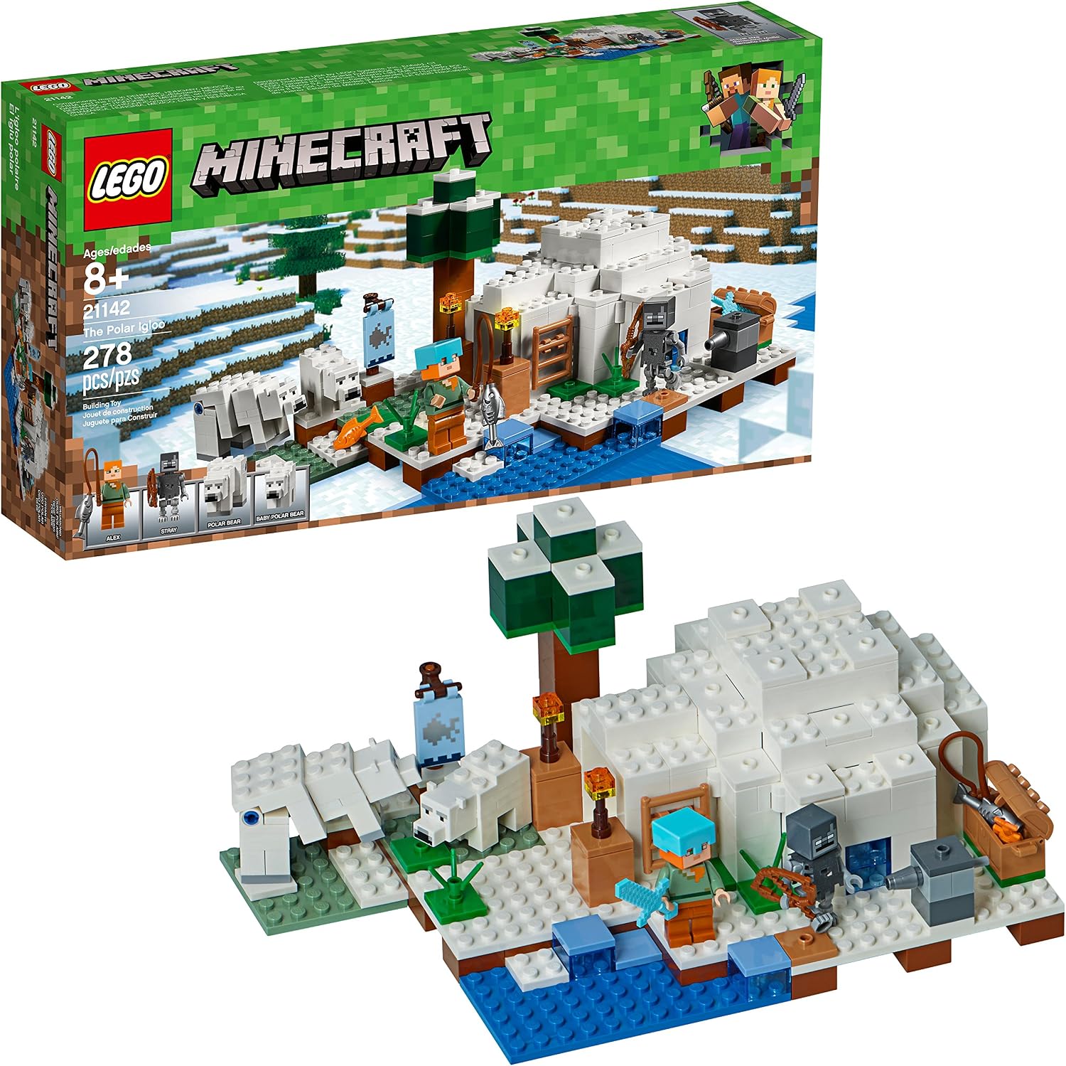 Lego Minecraft 北极igloo 建筑套件 278 件 玩具 亚马逊中国