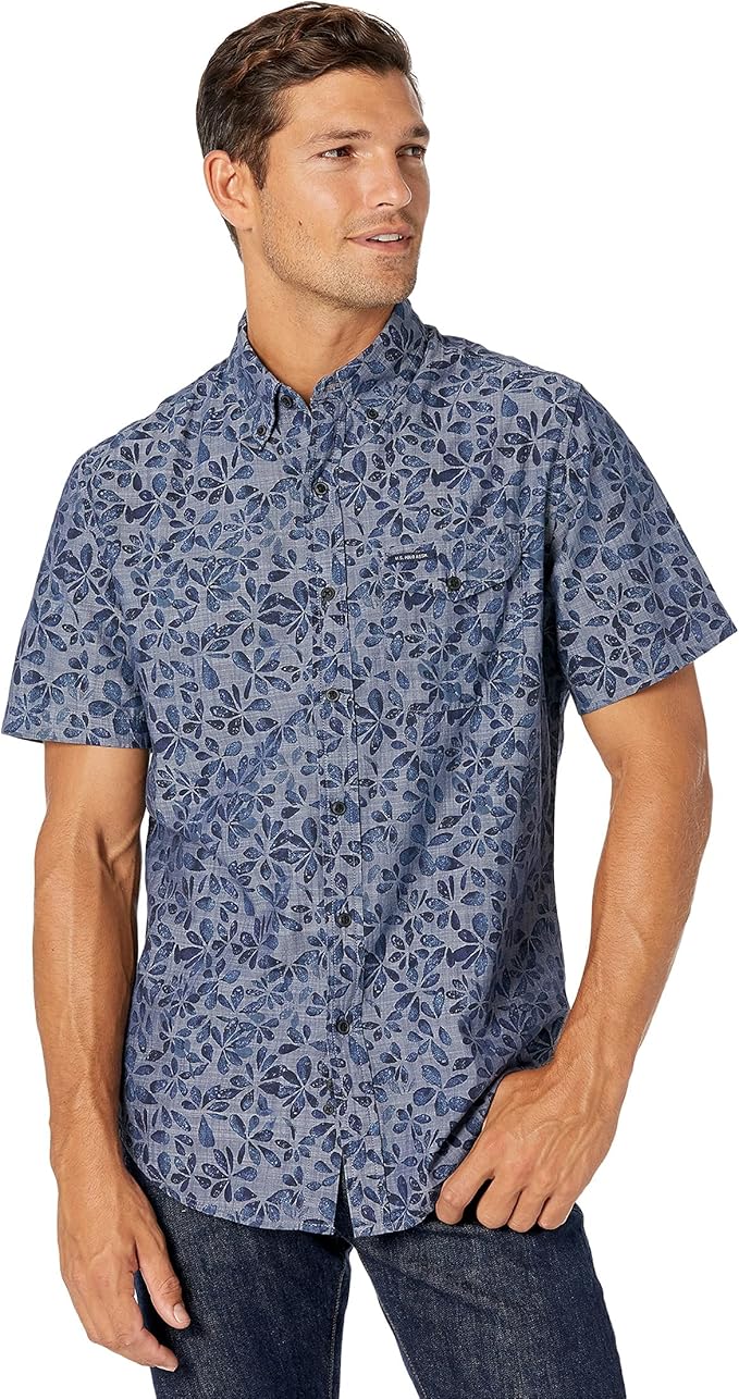 s. polo assn. 男式短袖修身花式衬衫