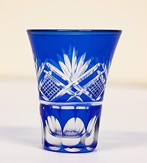 horicoshi 日本酒杯 直径55×71毫米 松剑切子天开酒杯 蓝色 6个装 ht