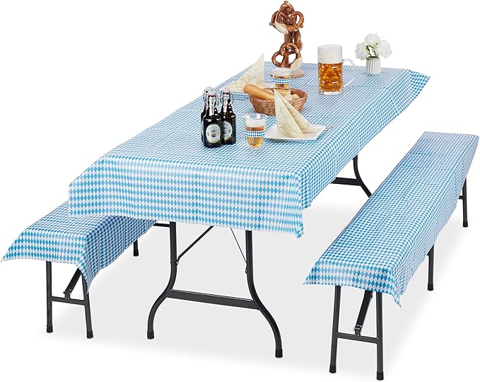 relaxdays 啤酒帐篷套装 10月啤酒节,3件套,啤酒桌布250x100厘米,2个