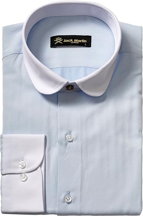 jack martin - 圆领人字纹衬衫 - 男士修身商务衬衫 &amp; 休闲